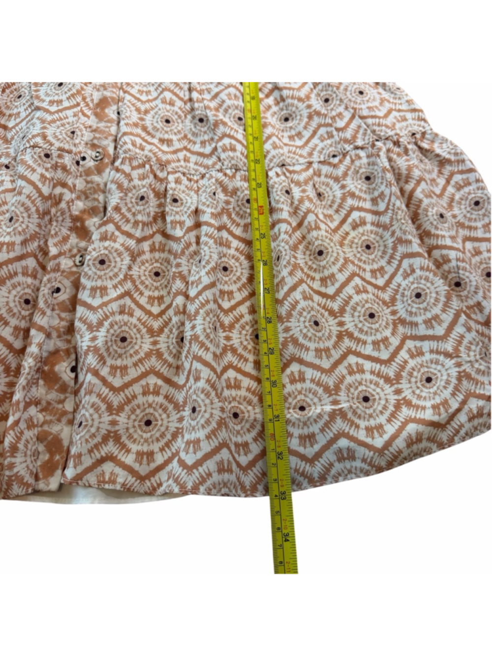 Marie Oliver Kara Mini Dress Silk Blend Geometric Tan Cottagecore Women’s Sz XS - Picture 8 of 8